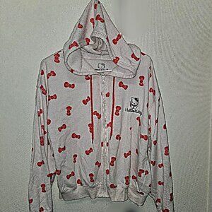 Hello Kitty Sanrio 2024 Pink Bow Zip-Up Graphic Hoodie ~ Large